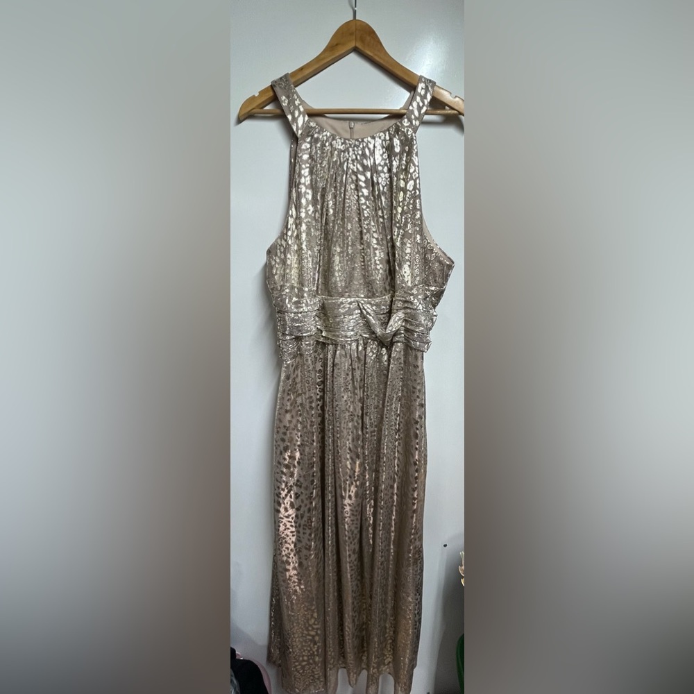 NEW Eliza J Sleeveless Gold Metallic Animal Print Dress Gown SIZE 20W womens - Picture 6 of 10